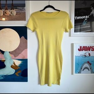 Zara Yellow Bodycon stretch dress in size Small. NWT